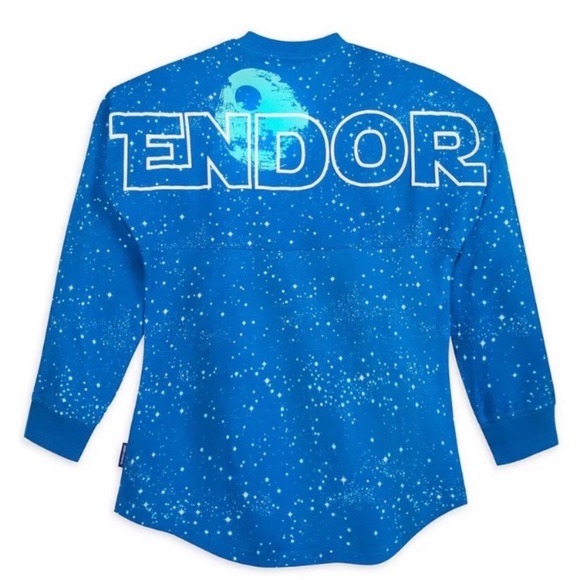 Disney Parks Star Wars ENDOR Spirit Jersey Ewok Blue Starry Sky Size Small - Picture 2 of 12